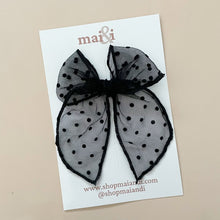 Load image into Gallery viewer, black dotted tulle fable bow