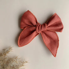 Load image into Gallery viewer, rust linen fable bow **regular size only