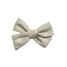 Load image into Gallery viewer, sand gingham pinwheel bow