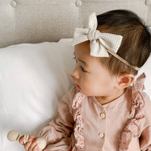 Load image into Gallery viewer, sand gingham pinwheel bow