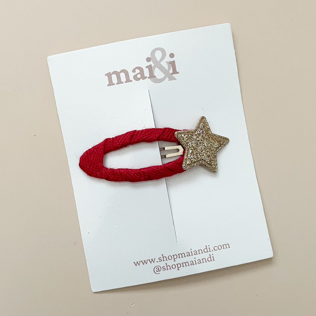 red & golden star clip