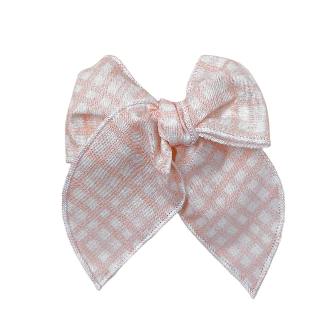 pink gingham fable bow