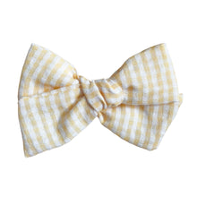 Load image into Gallery viewer, lemon gingham pinwheel bow
