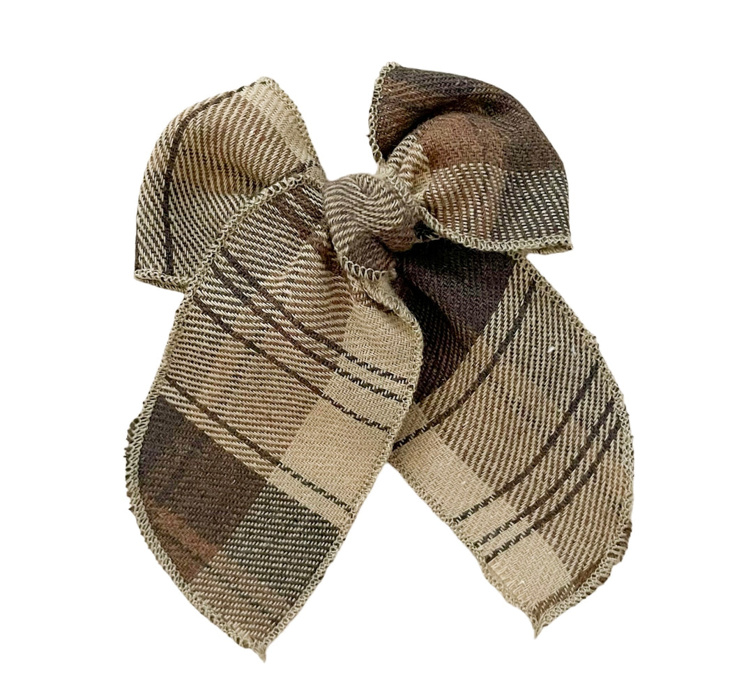 brown plaid fable bow