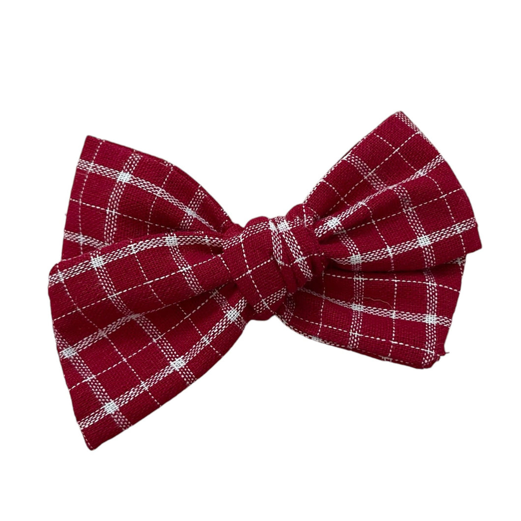 cherry plaid pinwheel bow