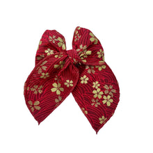 Load image into Gallery viewer, red &amp; gold floral fable bow
