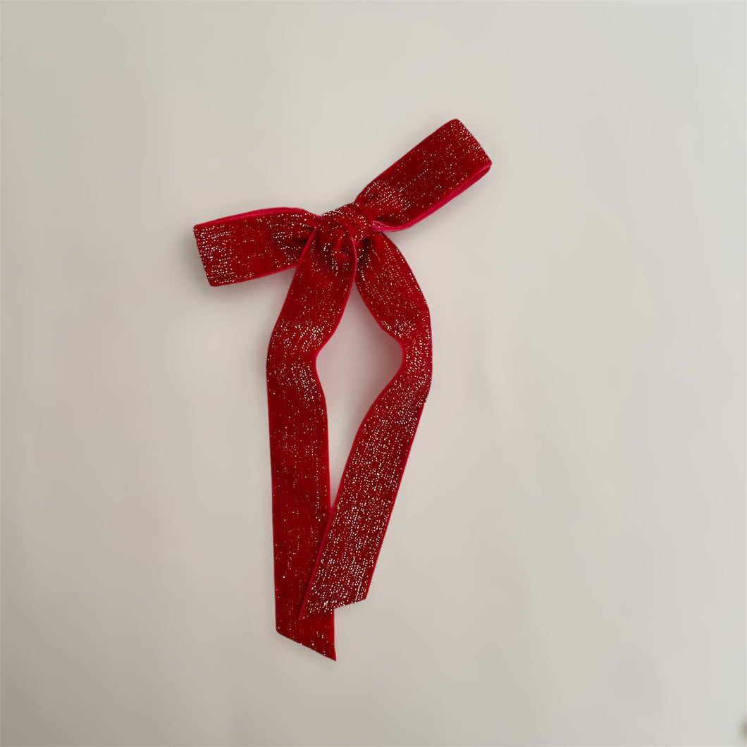 red glimmer long tail bow
