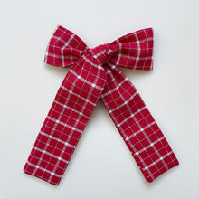 Load image into Gallery viewer, cherry plaid long tail bow
