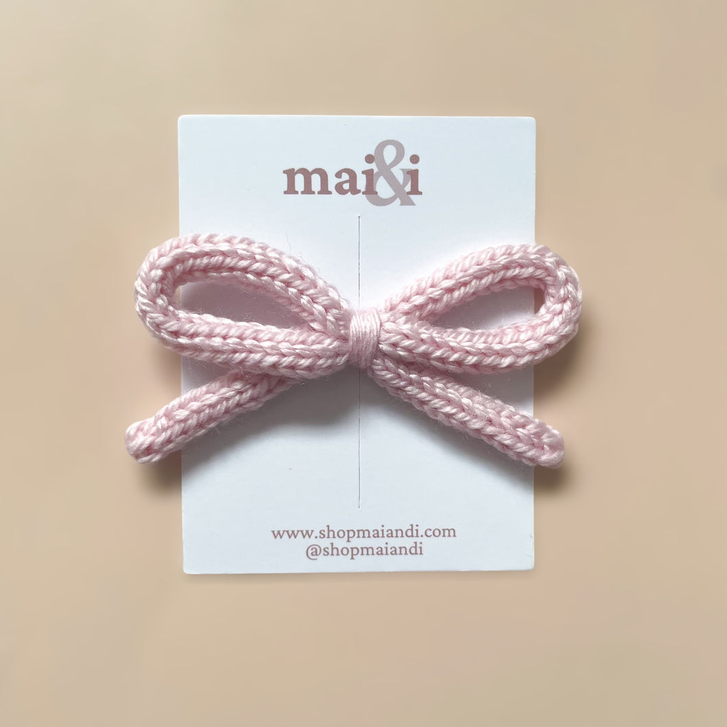 light pink crochet bow