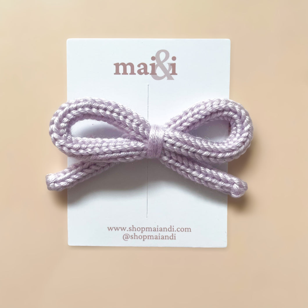 light purple crochet bow