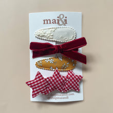 Load image into Gallery viewer, red floral mixed clip set
