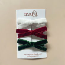 Load image into Gallery viewer, christmas velvet clip trio
