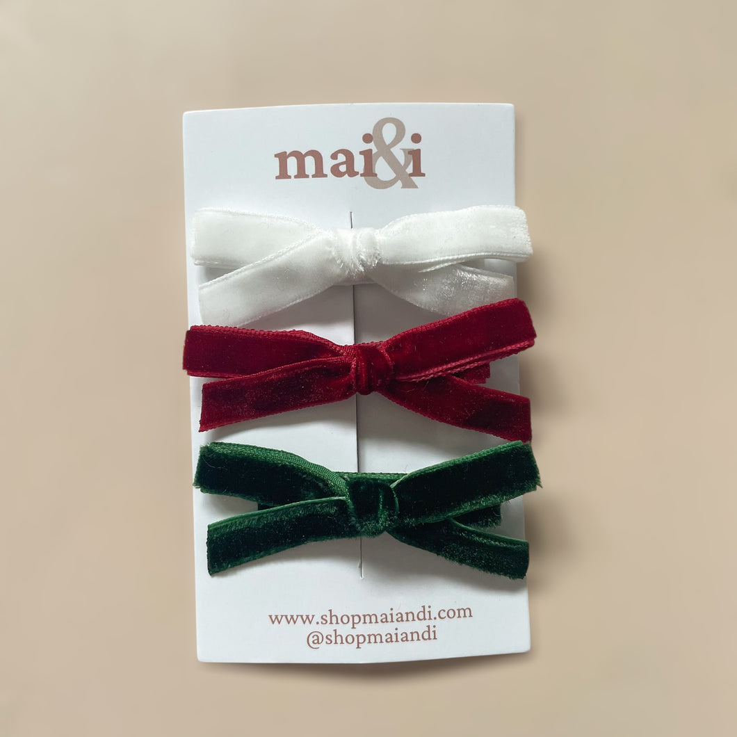 christmas velvet clip trio
