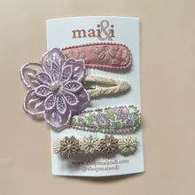 Load image into Gallery viewer, purple floral mixed clip set
