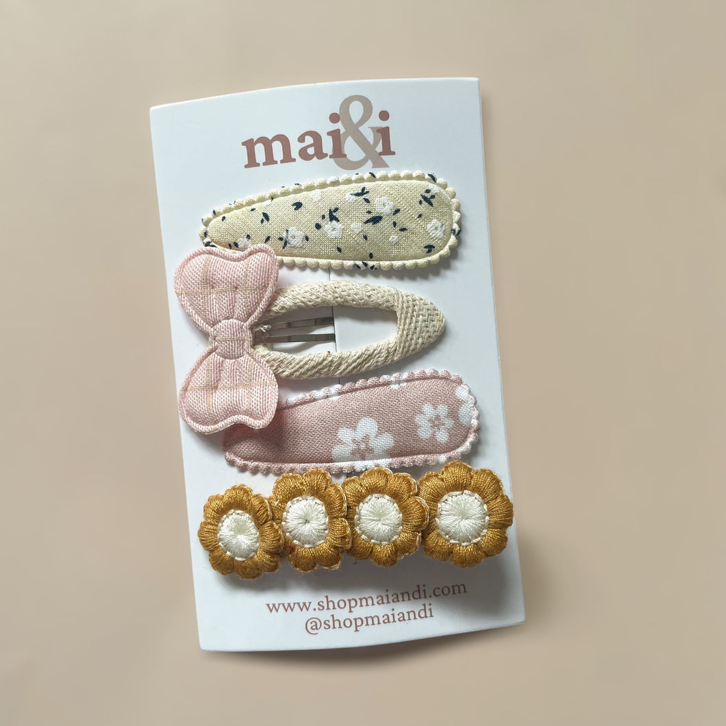 warm floral mixed clip set