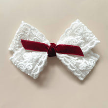 Load image into Gallery viewer, white with red ribbon bow
