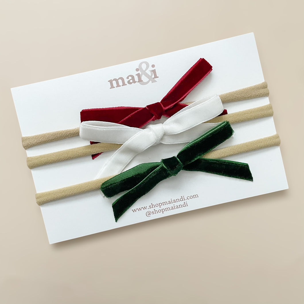 christmas velvet bows on nylon