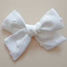 Load image into Gallery viewer, white dotted pinwheel bow
